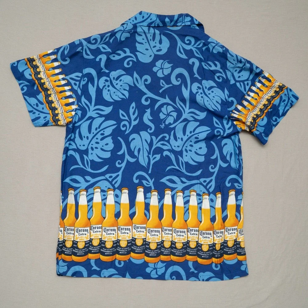 Vintage 2000s Y2k Corona Button Up Rayon Hawaiian Aloha Shirt‎ XL